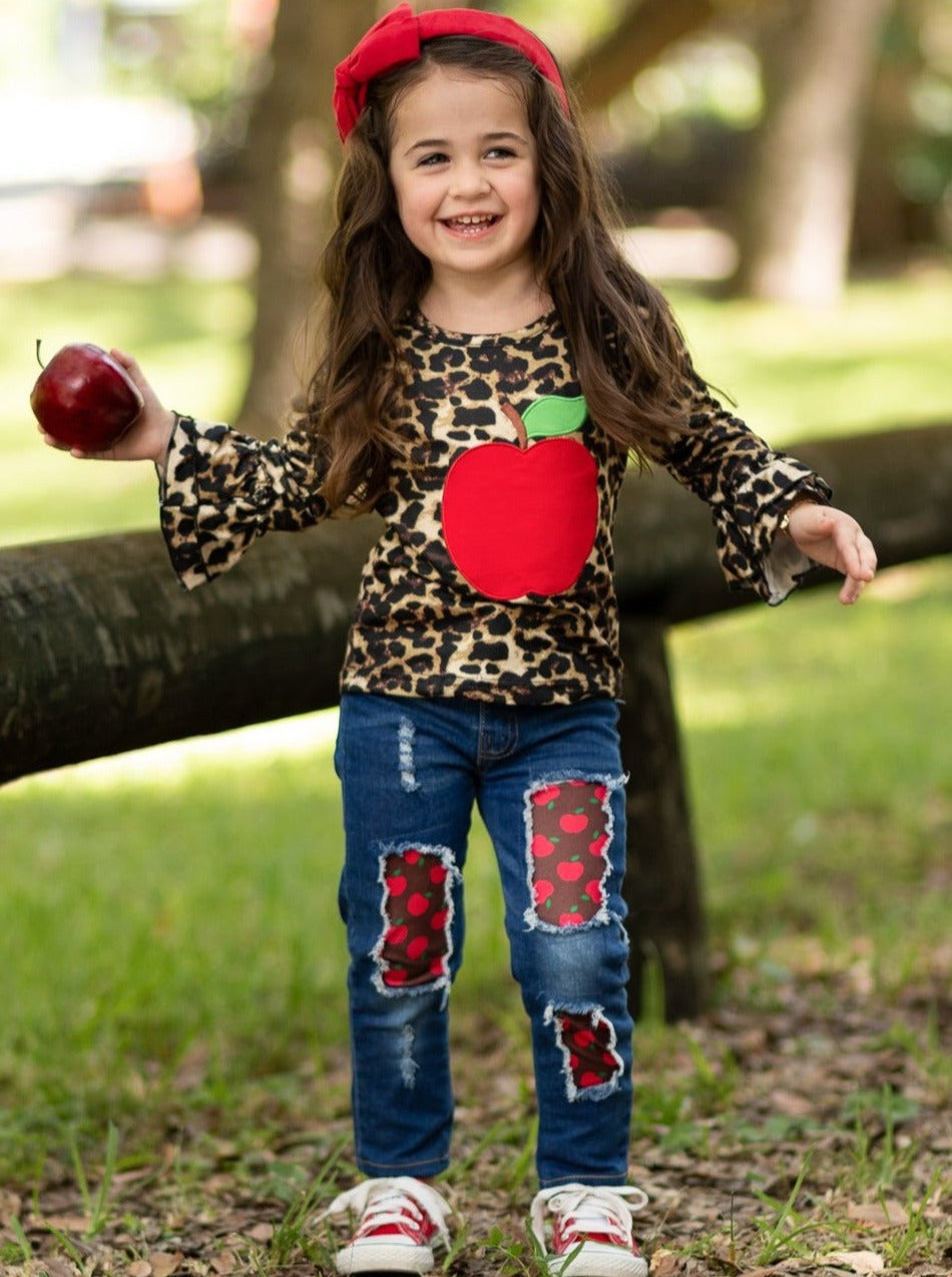 First Day of School | Leopard Top & Patched Jeans | Mia Belle Girls