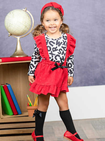First Day of School | ABC Top & Overall Skirt Set | Mia Belle Girls