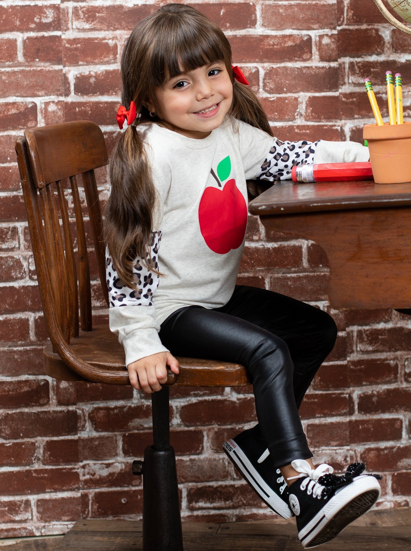 1st Day of School | Leopard Colorblock Pullover Top | Mia Belle Girls