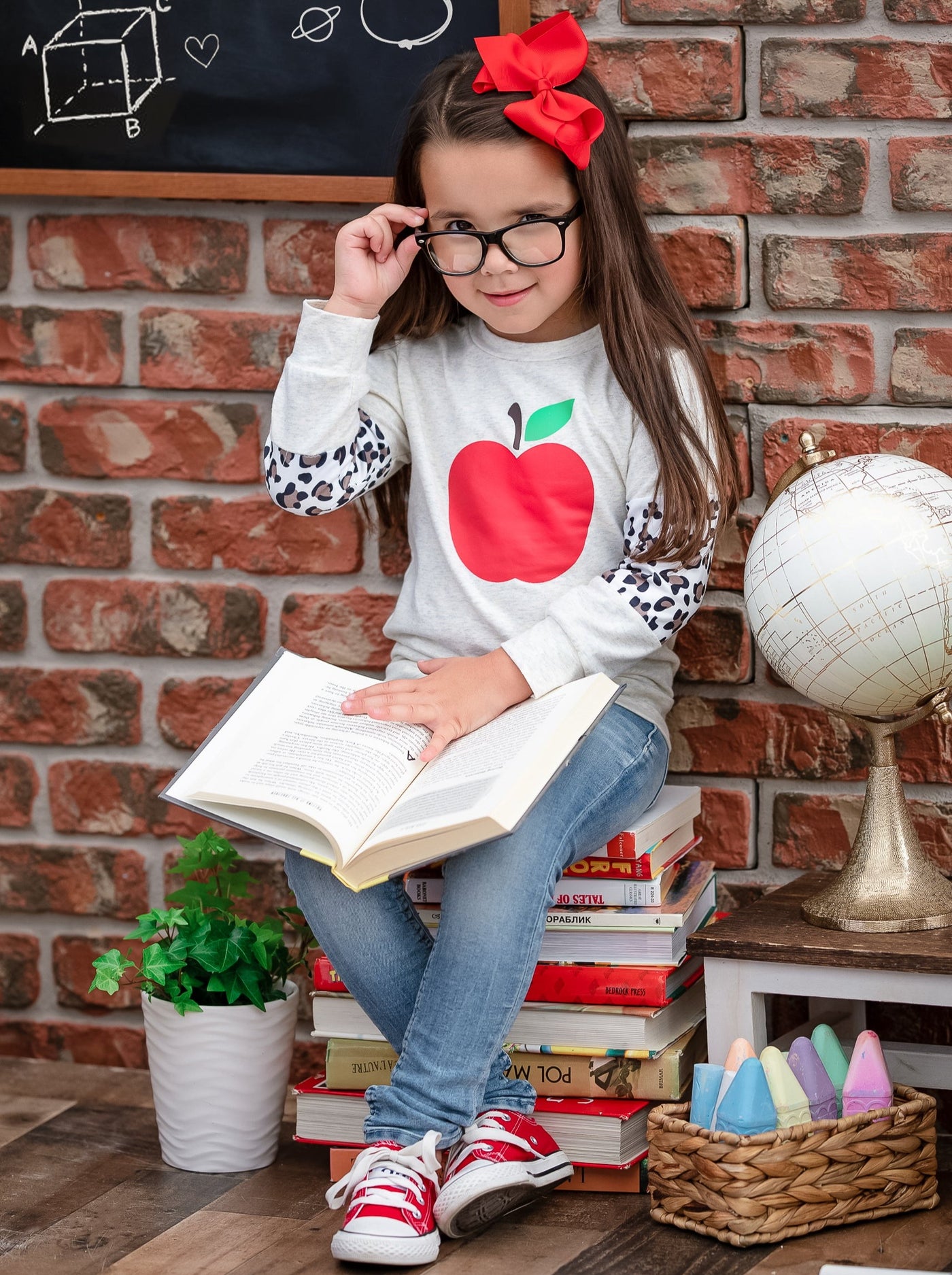 1st Day of School | Leopard Colorblock Pullover Top | Mia Belle Girls