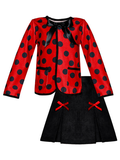 Girls Spring Fashion | Toddler Polka Dot Blazer & Ruffle Skirt Set 