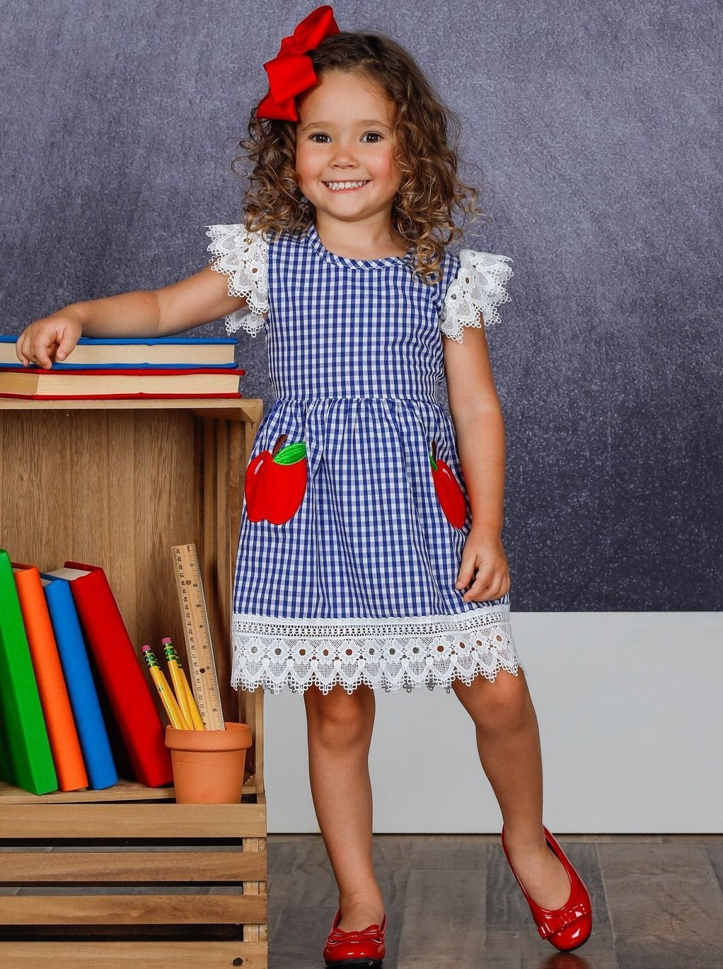 Back To School Dresses | Plaid Crochet Apple Dress | Mia Belle Girls
