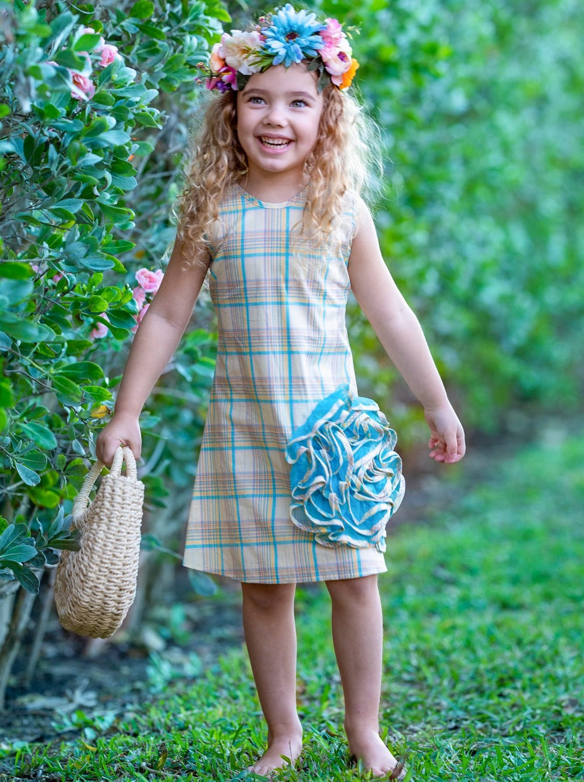 Girls Side Ruffled Flower Dress | Toddler Spring Dressy Dresses