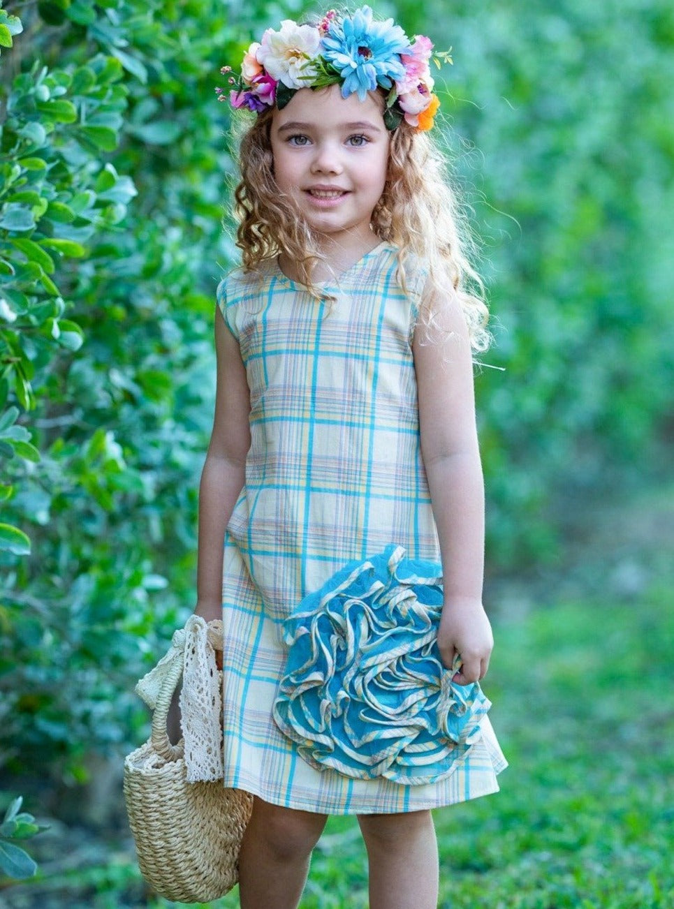 Girls Side Ruffled Flower Dress | Toddler Spring Dressy Dresses