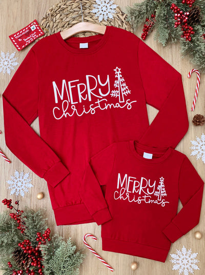 Mommy and Me Winter Tops | Merry Christmas Matching Pullover Top