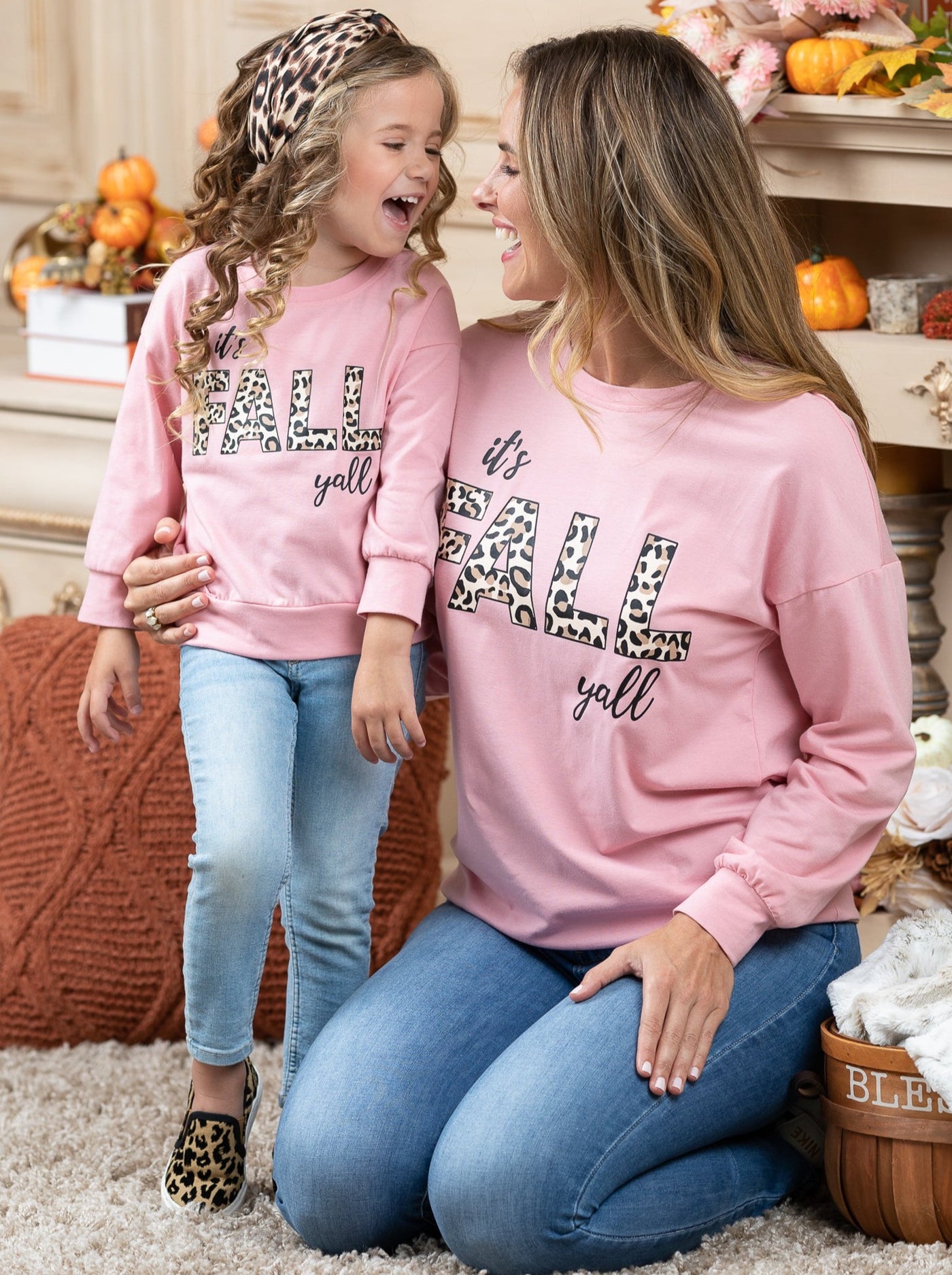 Mommy & Me Fall Tops | Matching Fall Leopard Print Pullover Sweatshirt