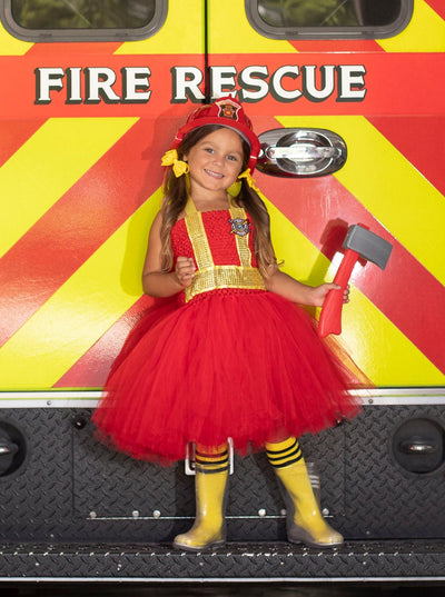 Kids Halloween Costumes | Firefighter Tutu Dress | Mia Belle Girls