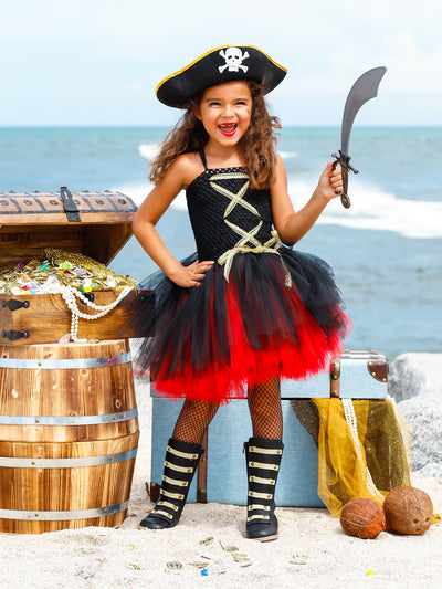 Girls Pirate Halloween Tutu Dress & Hat