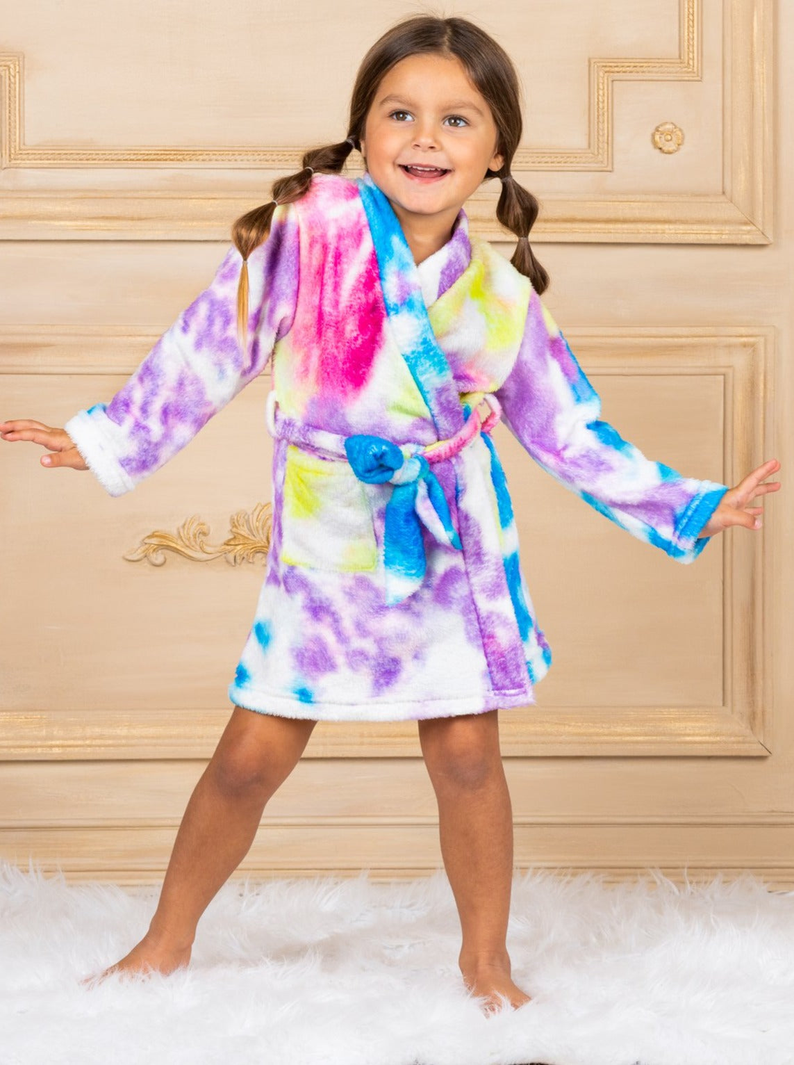 Mommy and Me Matching Outfits | Rainbow Tie Dye Plush Bathrobe
