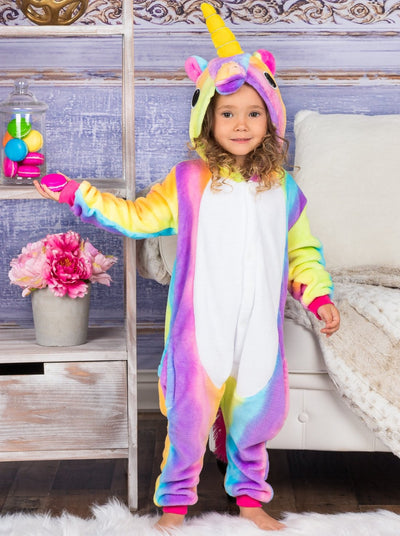 Mommy & Me Pastel Rainbow Unicorn Onesie Pajamas - Mia Belle Girls