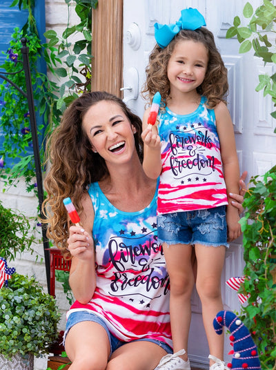 Mommy & Me 4th Of July Tops | Fireworks & Freedom Tie Dye Tank Tops