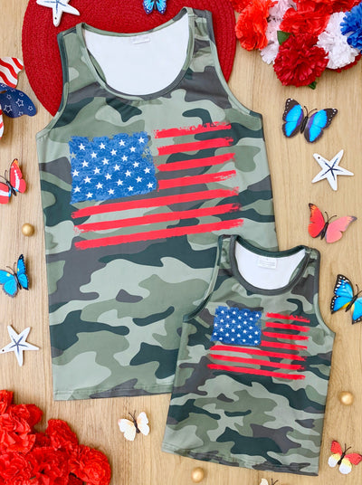 Mommy and Me Camouflage Stars and Stripes Tank Top