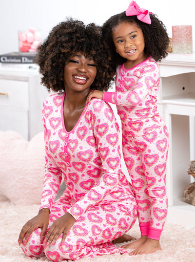 Mommy & Me Sprinkle Love Everywhere Pajama Set - Mia Belle Girls