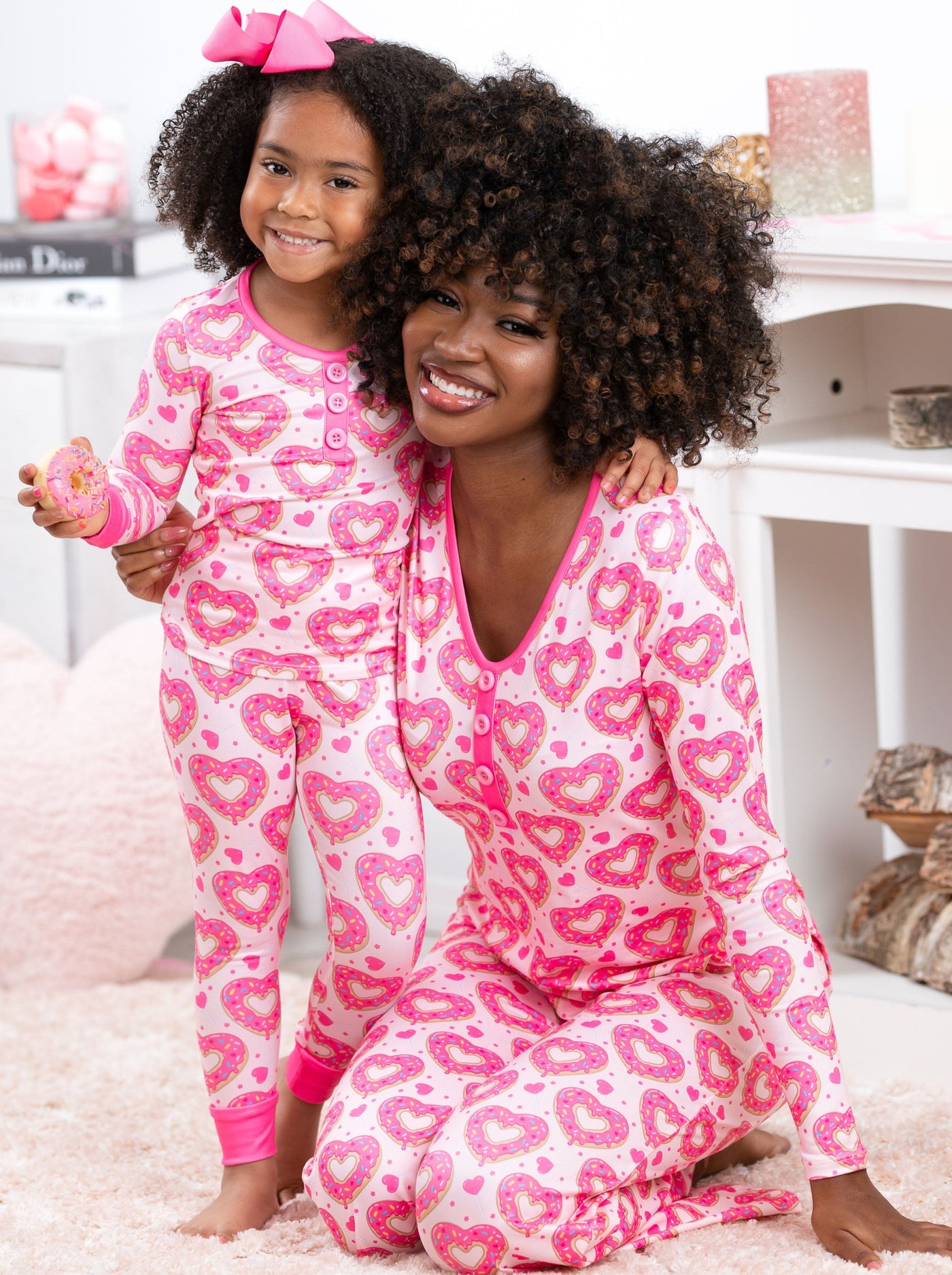 Mommy And Me Sprinkle Love Everywhere Pajama Set - Mia Belle Girls