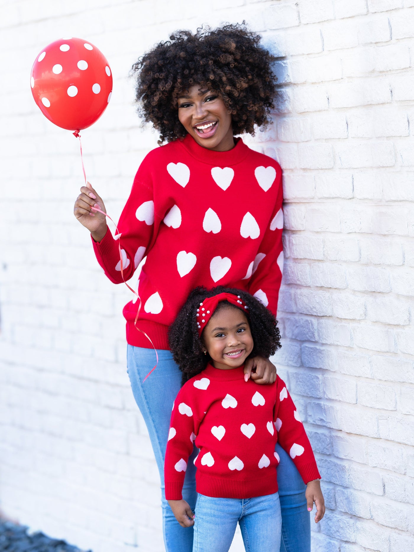Mommy and Me Sweaters  Matching Heart Print Knit Sweaters – Mia Belle Girls