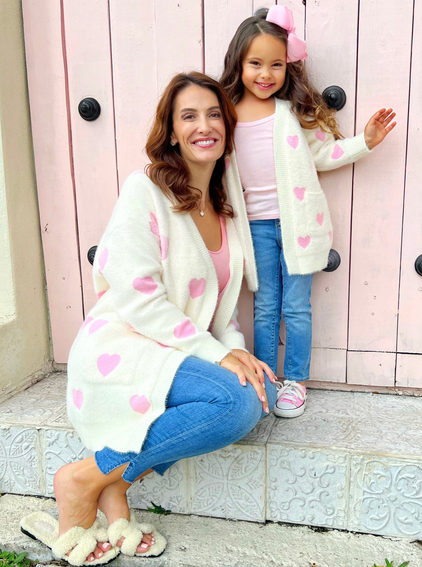 Mommy & Me Cardigans | Oversized Heart Print Cardigan | Girls Boutique