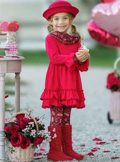 Kids Valentine's Clothes | Box Of Chocolates Tunic Scarf & Legging Set