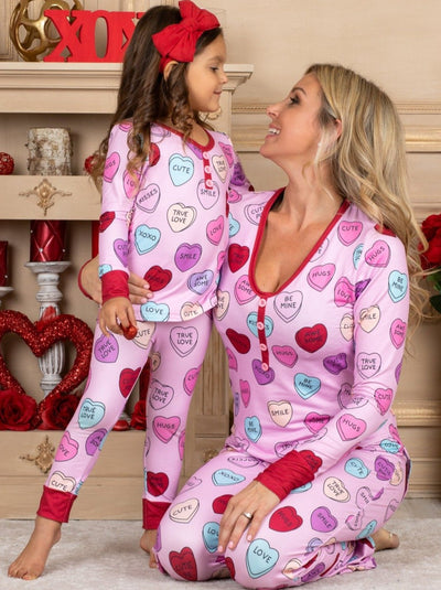 Mia Belle Mommy And Me Valentine's Day Hearts Pajamas Set