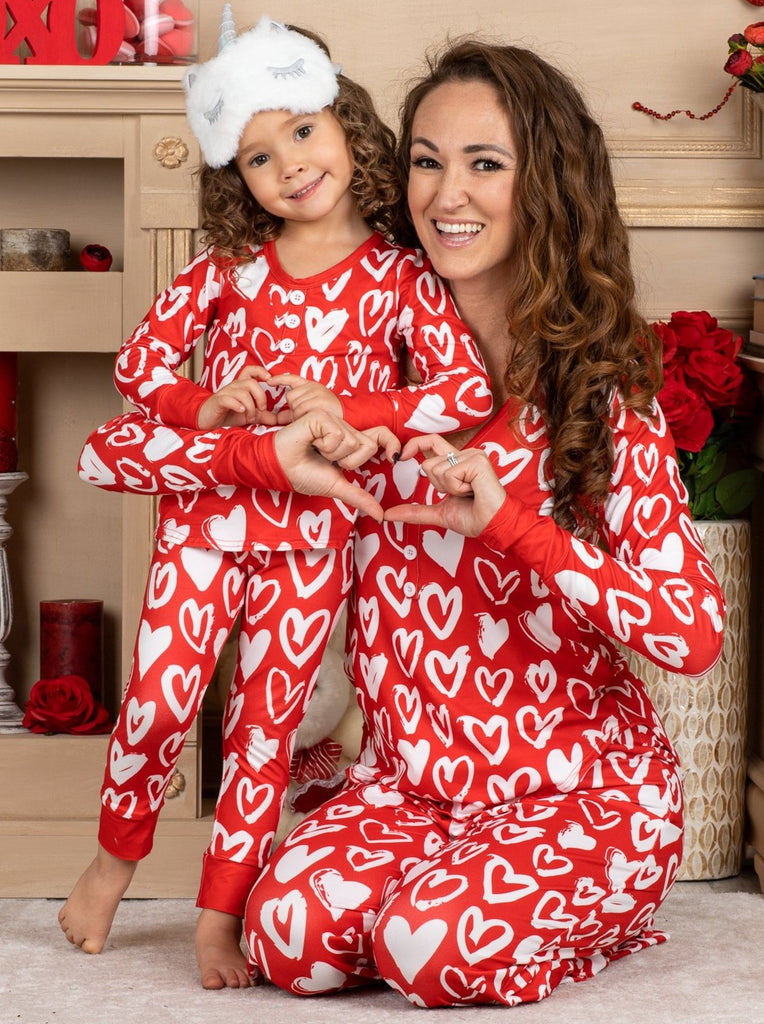Personalized Love Heart Pajamas Family Matching Long Sleeve Pajama