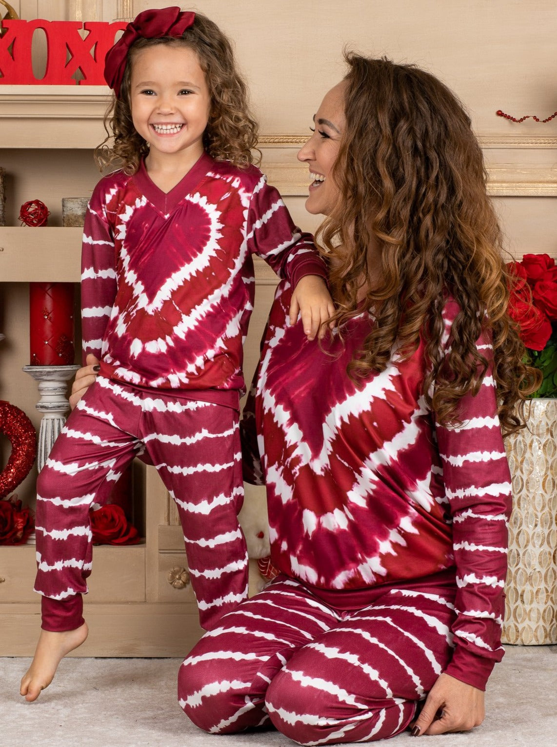 Mommy & Me Matching Outfits | Tie Dye Heart Loungewear Set