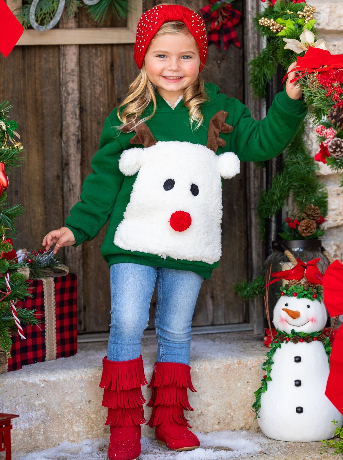Cozy Winter Sweaters | Girls Plush Fleece Lined Reindeer Hoodie – Mia ...