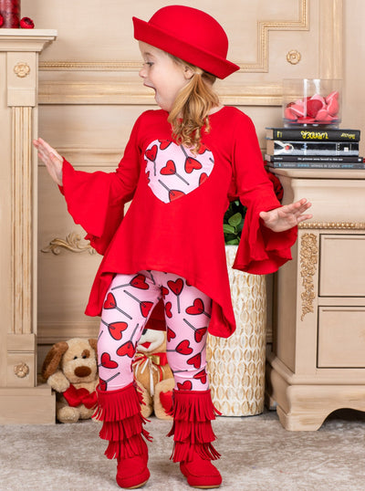 Girls Valentine's Clothes | Heart Lollipop Hi-Lo Tunic & Legging Set