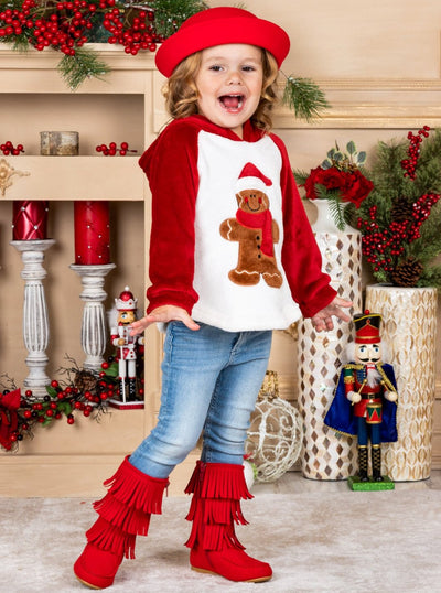 Girls Winter Sweater | Gingerbread Man Fleece Plaid Raglan Hoodie – Mia ...