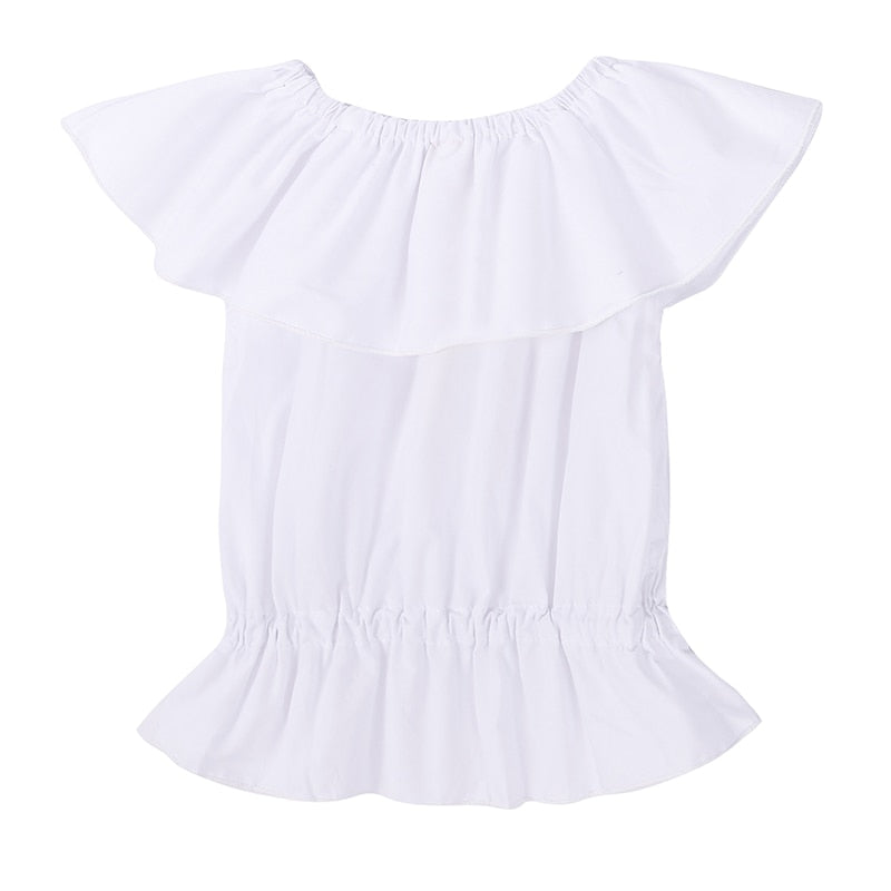 Girls Spring Outfits | Ruffle Bib White Top & Ripped Jeans Set – Mia ...
