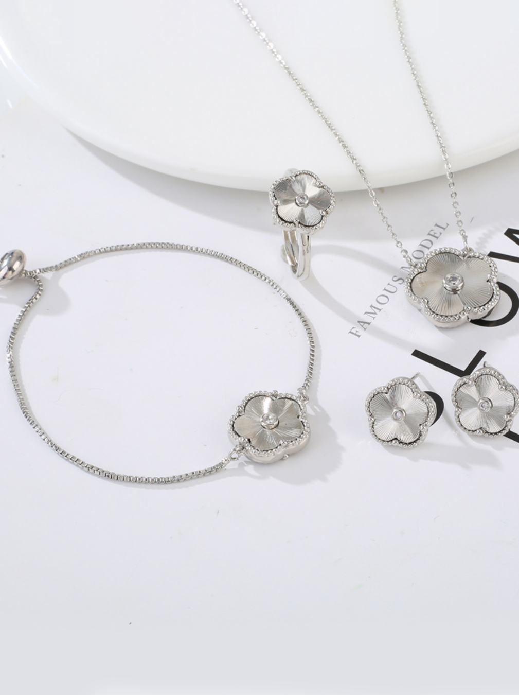 Precious Petals Silver Jewelry Set