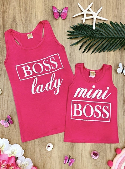 Mommy & Me Matching Boss Lady & Mini Boss Tank Tops - Mia Belle Girls
