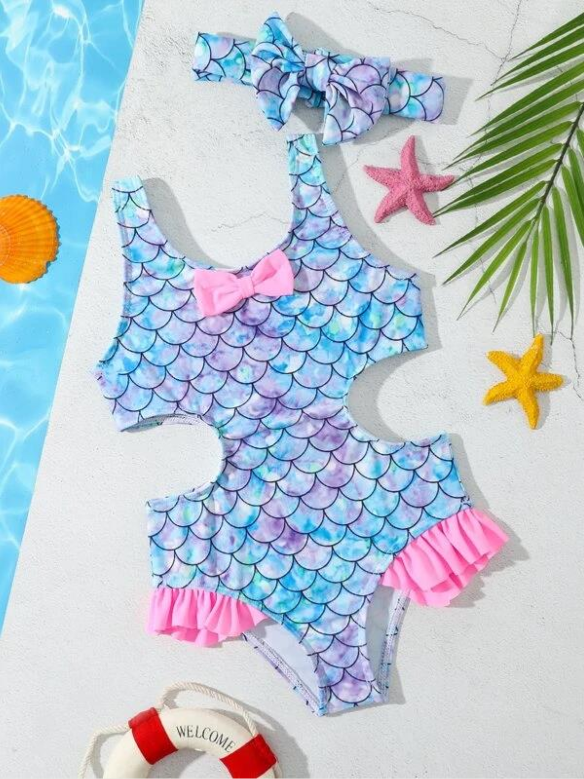 Mia Belle Girls Mermaid Cutout One Piece Swimsuit | Resort Wear