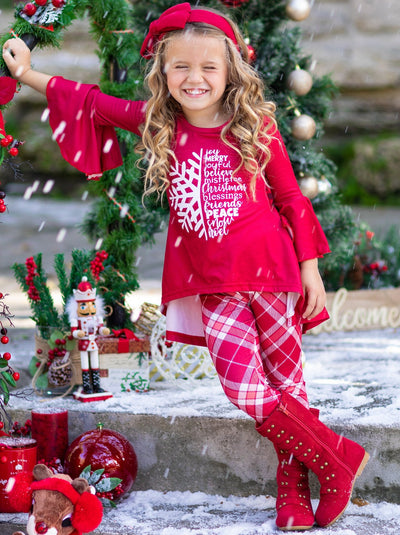 Cute Winter Sets | Christmas Spirit Hi-Lo Tunic And Plaid Legging Set