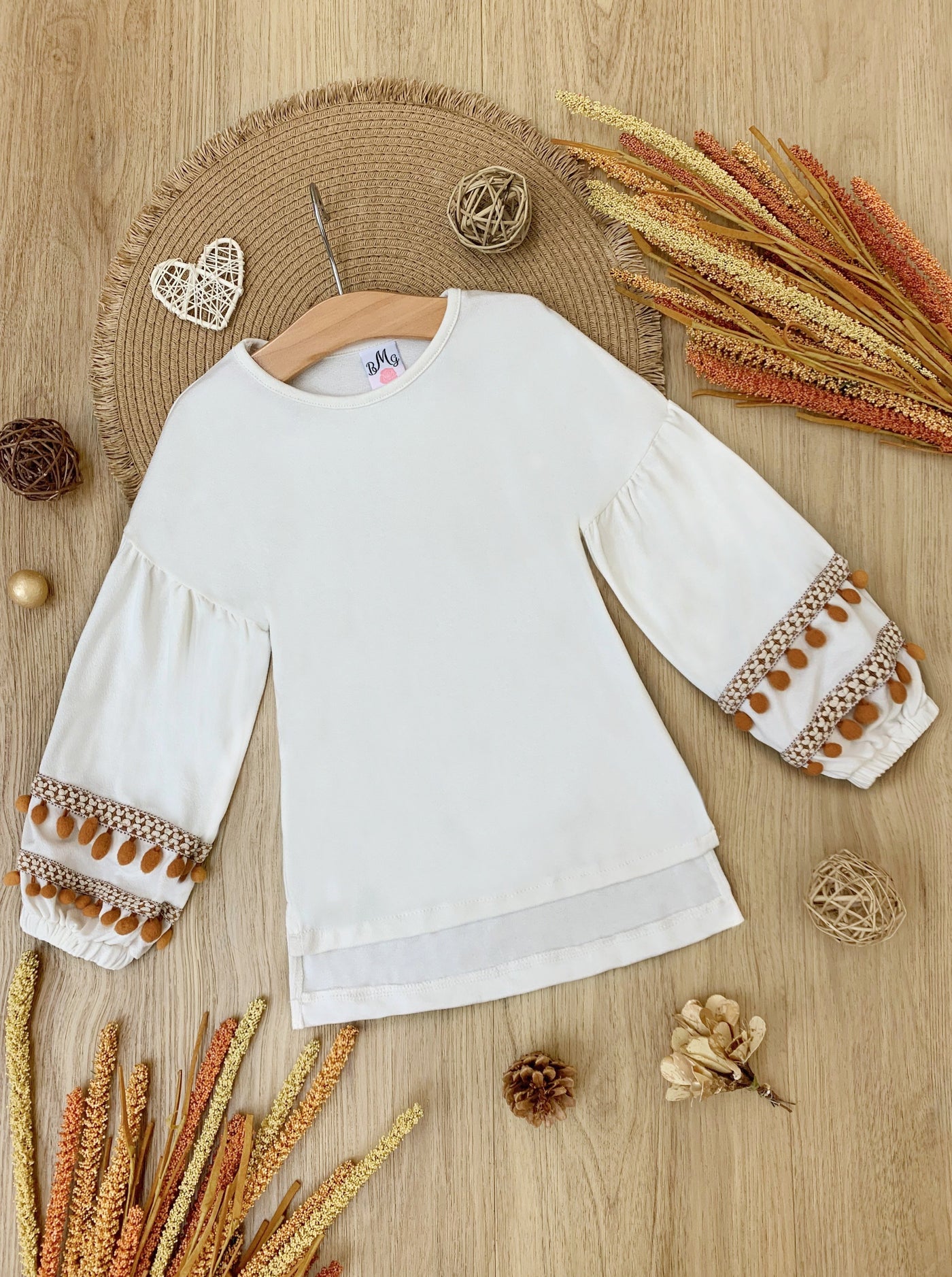 Mommy and Me Matching Tops | Tassel Puff Sleeve Top | Mia Belle Girls