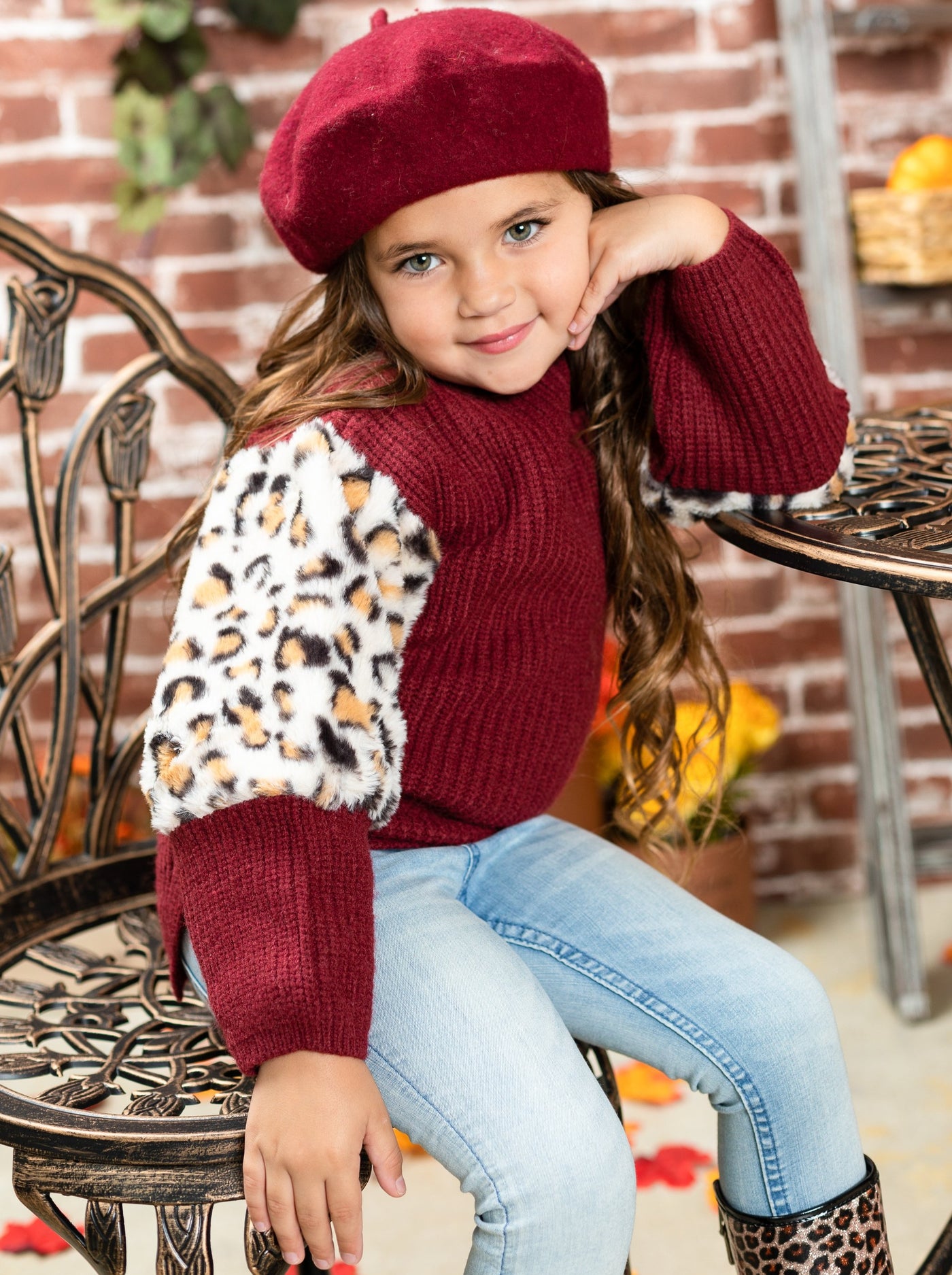 Kids Sweaters & Cardigans | Leopard Colorblock Sweater | Mia Belle Girls