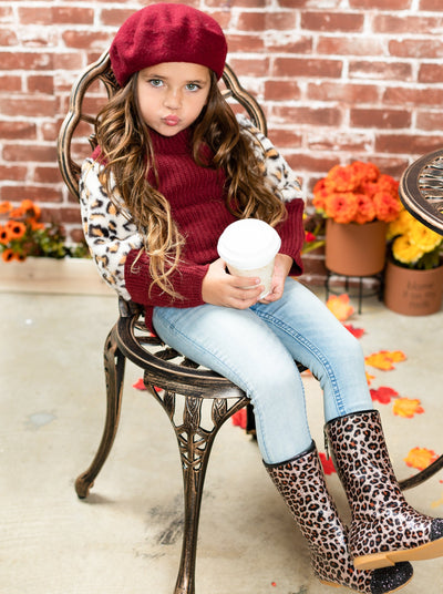 Kids Sweaters & Cardigans | Leopard Colorblock Sweater | Mia Belle Girls