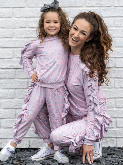 Mommy & Me Sets | Leopard Print Ruffle Jogger Set - Mia Belle Girls