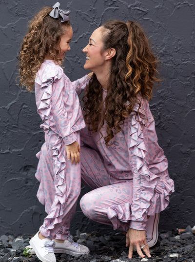 Mommy & Me Sets | Leopard Print Ruffle Jogger Set - Mia Belle Girls