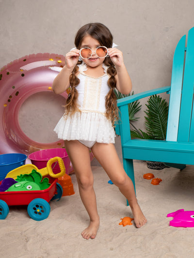 Toddler Swimwear | Little Girls Lace Ruffled Peplum Two Piece Swimsuit