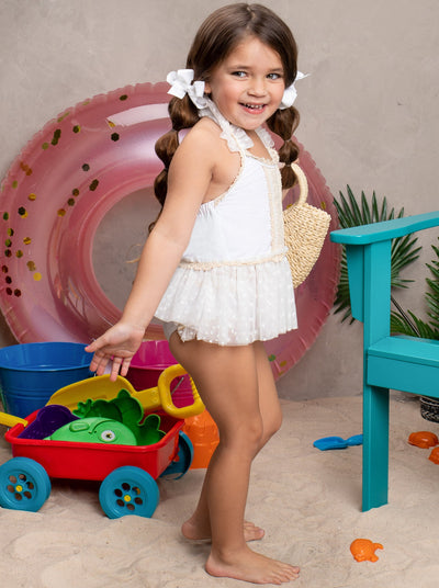 Toddler Swimwear | Little Girls Lace Ruffled Peplum Two Piece Swimsuit
