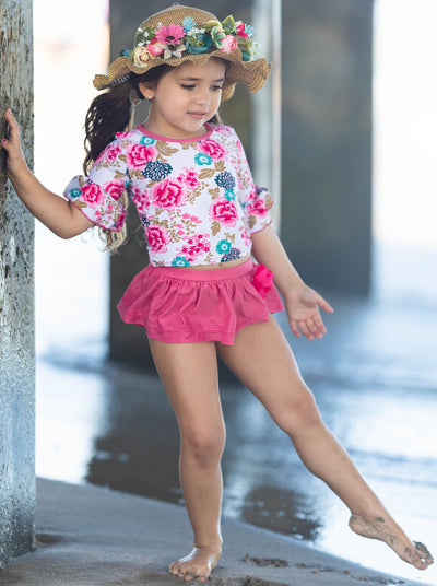 Kids Swimsuits | Little Girls Floral Rash Guard Two-Piece Swimsuit