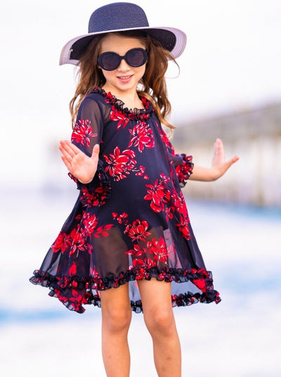 girls swimsuit cover up pink 2T/3T to 10Y/12Y