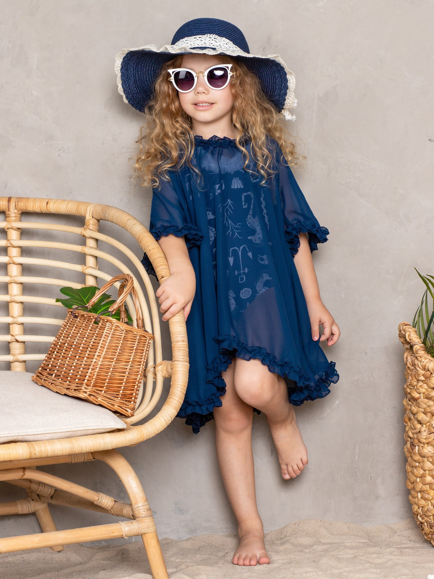 Kids Resort Wear | Little Girls Sheer Ruffle Hem Cover Up