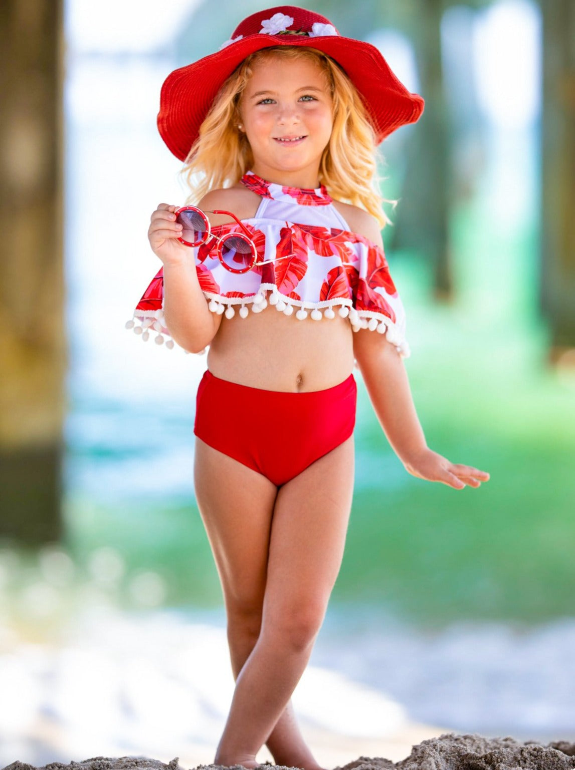 Mia Belle Girls Tropical High Waist Two Piece Swimsuit | Resort Wear
