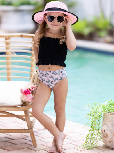 Kids Swimsuits | Girls Smocked High Waist Butterfly Two-Piece Swimsuit