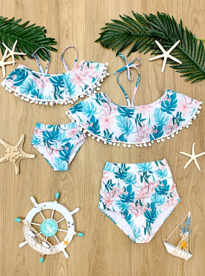 Mommy & Me Swimwear | Matching Tropical Print Two Piece Swimsuit