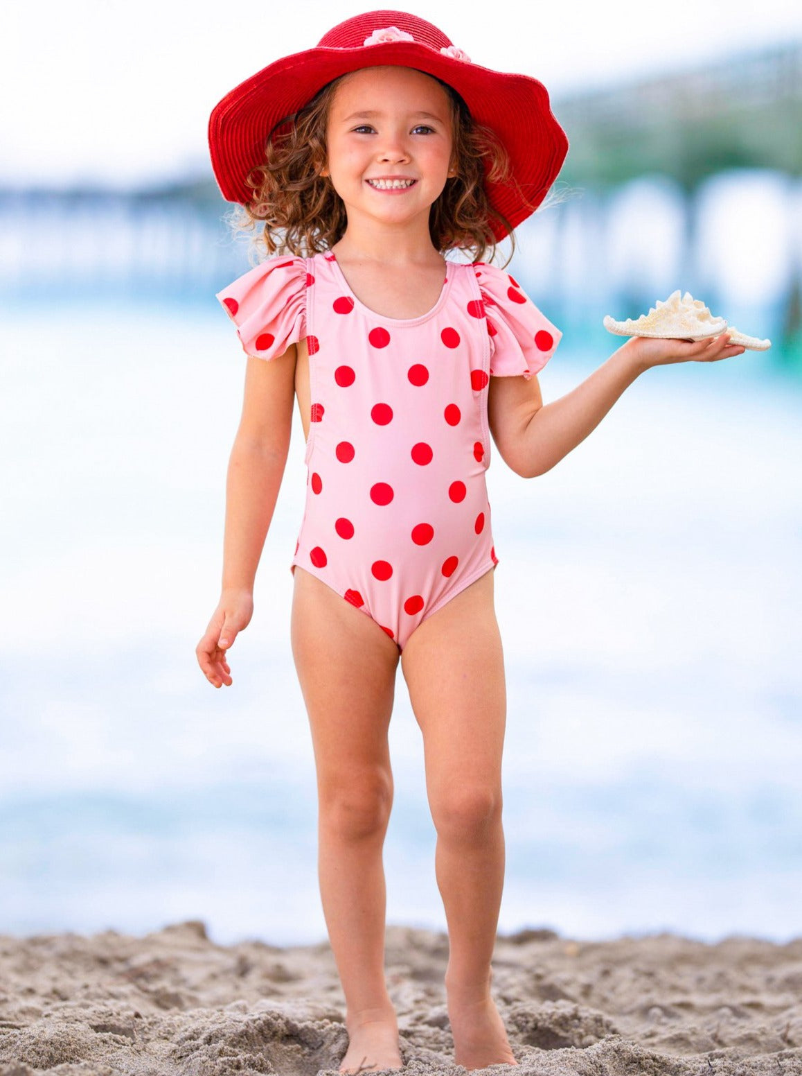 Kids Resort Wear | Little Girls Ruffled Polka Dot One Piece Swimsuit