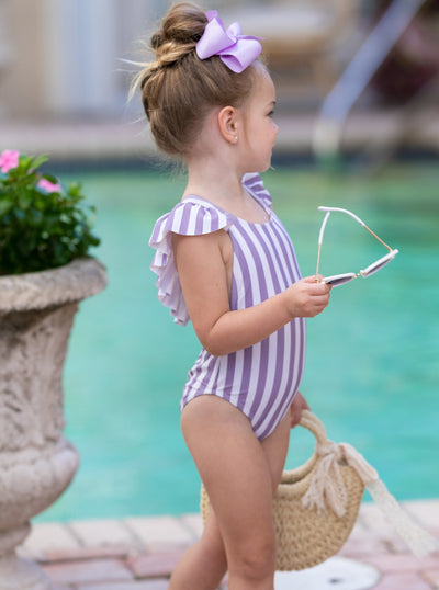 Kids Swimsuits | Little Girls Cap Sleeve Cross Back One Piece Swimsuit