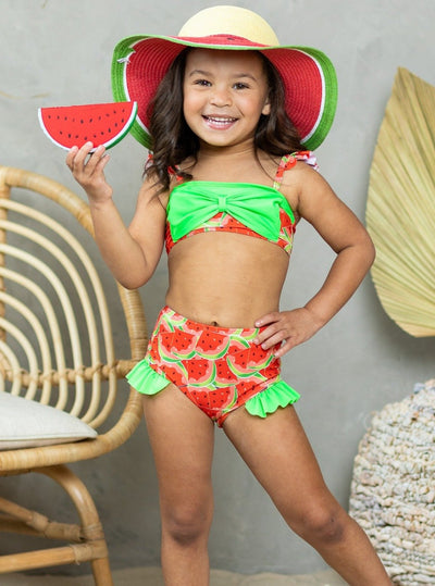 Kids Resort Wear | Little Girls Watermelon Print Two-Piece Swimsuit