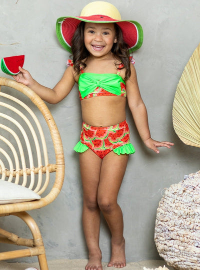 Kids Resort Wear | Little Girls Watermelon Print Two-Piece Swimsuit