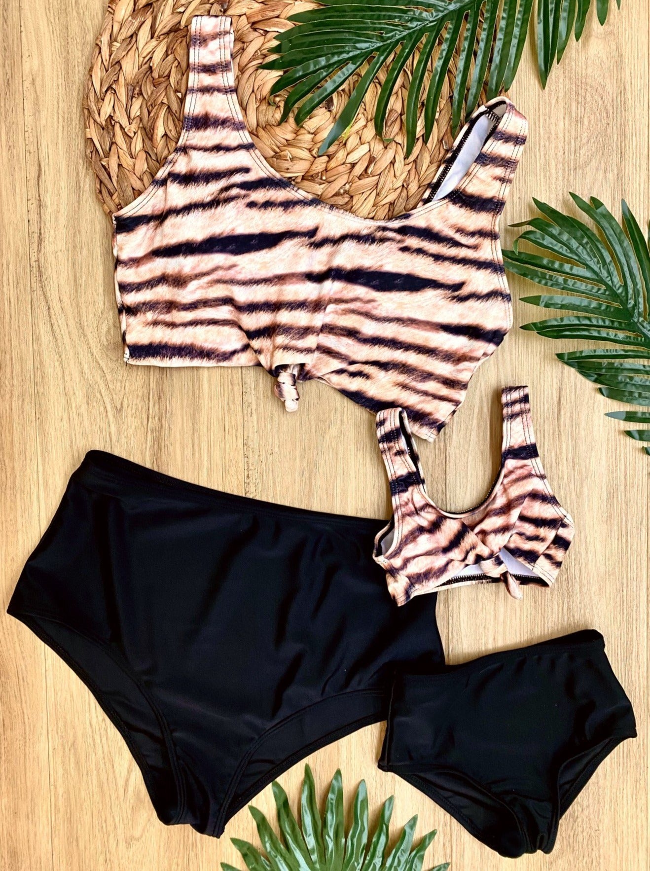 Mommy & Me Swimsuit | Matching Tiger Print Two-Piece Swimsuit